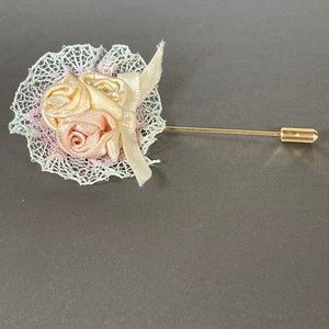 Handmade Floral Gold Tone Antique Vtg Stick Pin